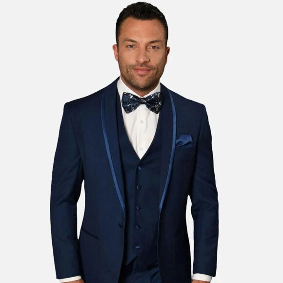 Statement Men's Sapphire Vested 100% Wool Tuxedo